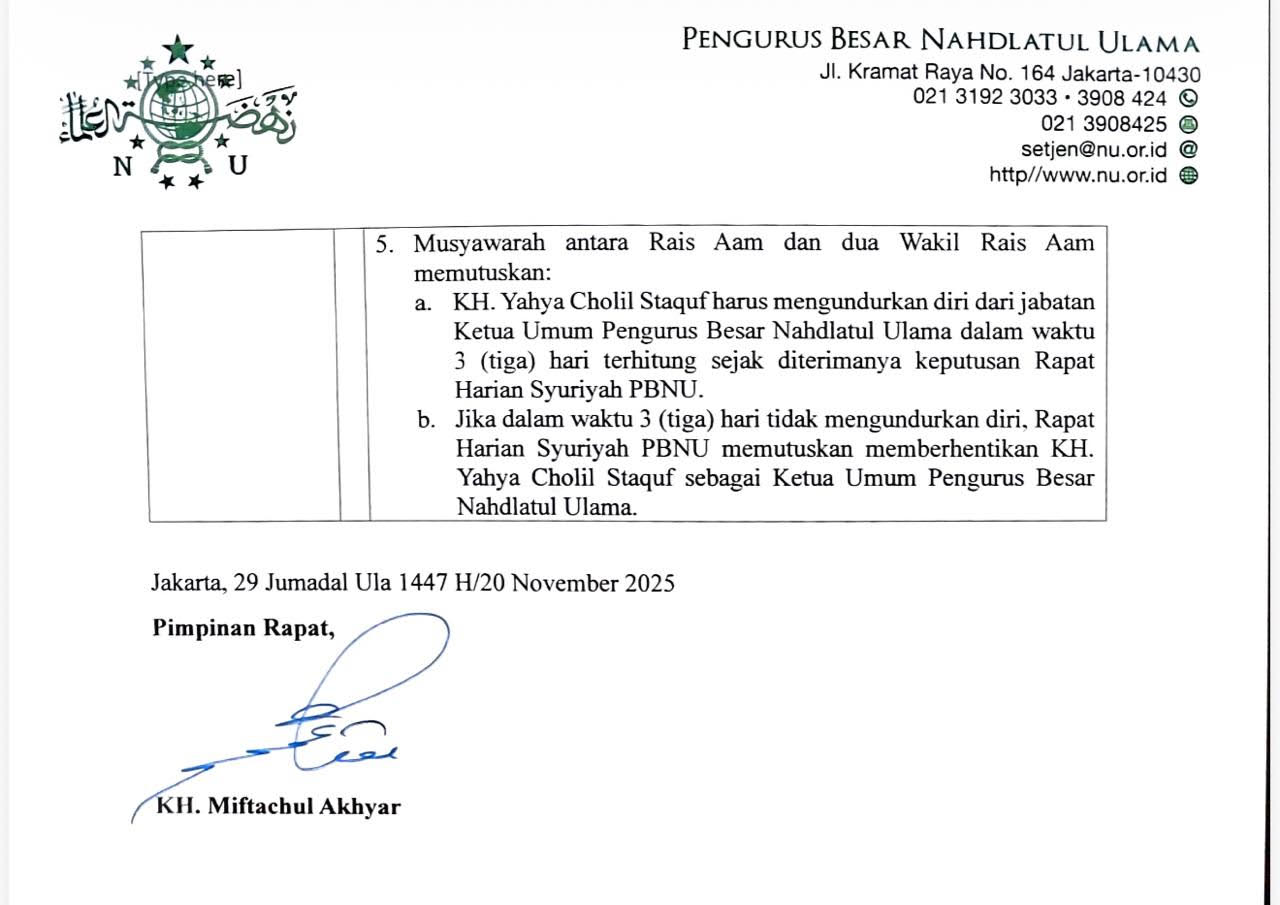 Ultimatum PBNU Bocor, Gus Ipul Serukan Tenang, Kubu Yahya Bergerak Cepat Konsolidasikan PWNU